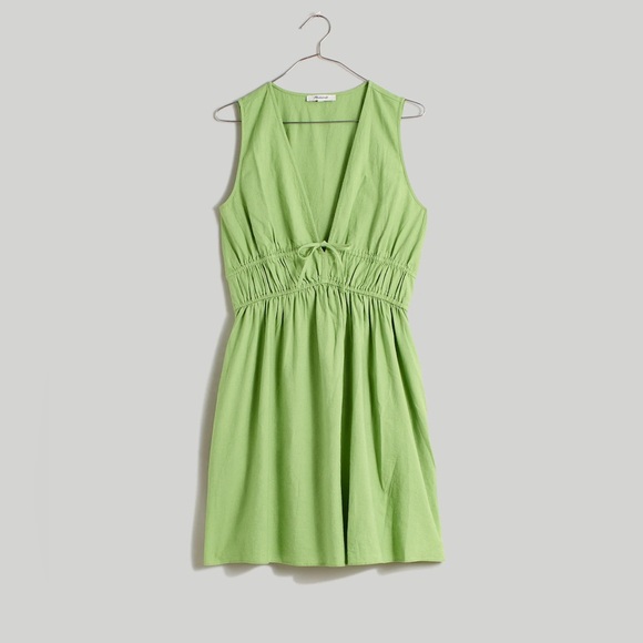 Madewell Sophia Deep-V Mini Dress - NWT - Seedling Green Size Medium - Picture 1 of 6